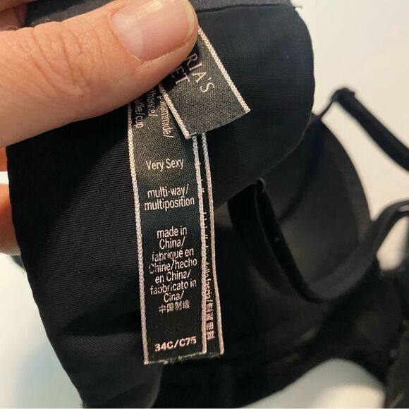 Victoria's Secret Very Sexy push up bra studded Black padded multi position 34C - Picture 10 of 10